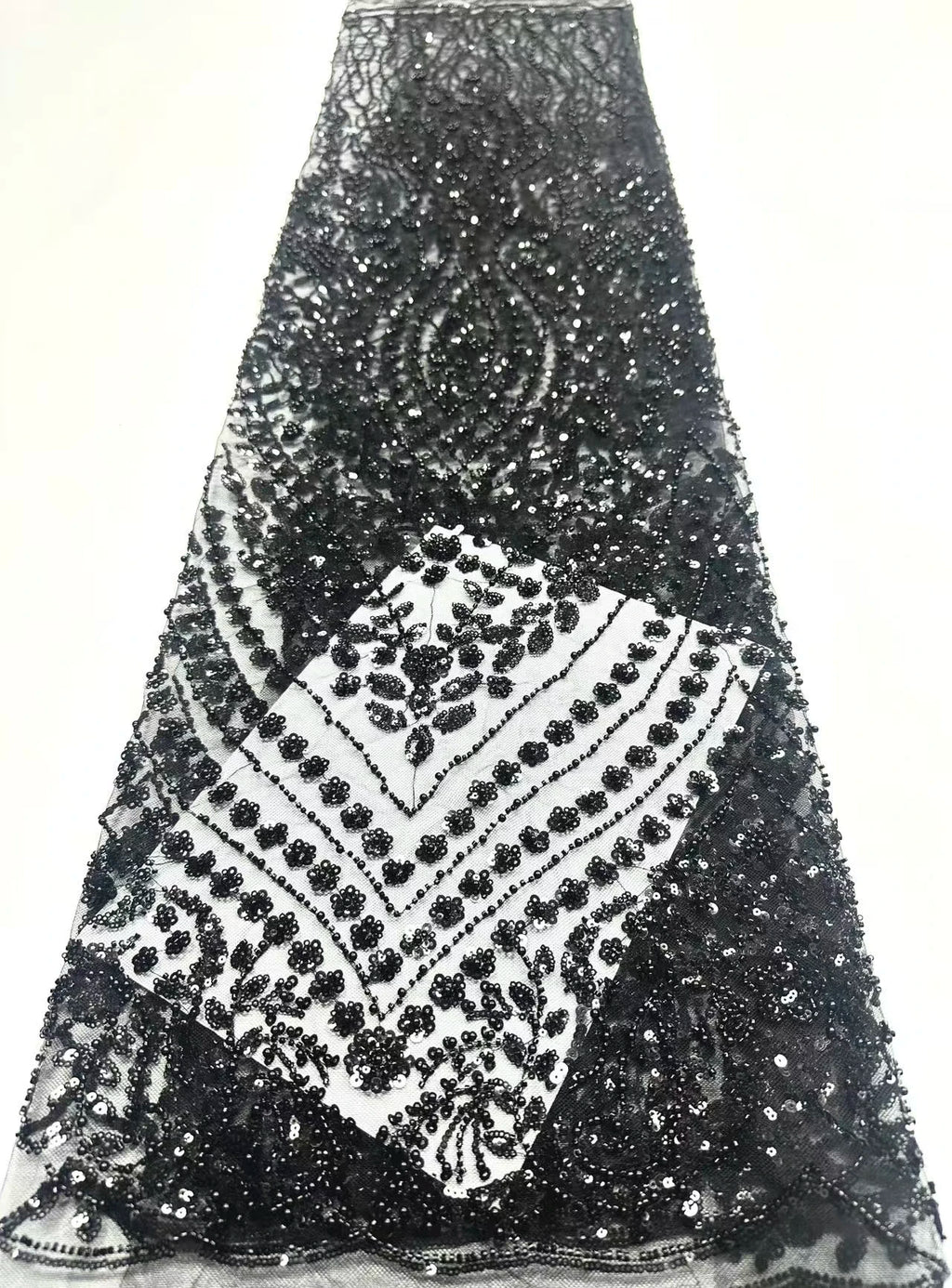 African Tulle Lace Fabric French Sequins Fabric Sewing Embroidery With Beads Lace Tulle Mesh Nigeria Dress 5 Yards sewing SZ1682