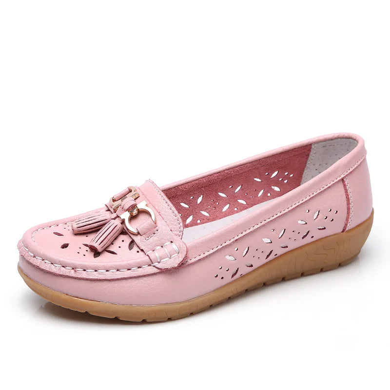 Sneakers Women Flats Summer Women Genuine Leather Shoes with Low Heels Slip on Casual Flat Shoes Women Dance Soft Nurse Shoes