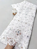 2025 Nigerian High-Quality Tulle Lace Fabric for Sewing Wedding Party Dress Chiffon Guipure Embroidery Cotton 5Yard XL110