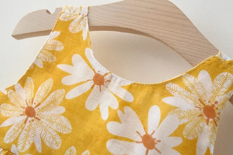 (Girls 0-3 Years Old) Summer New Girls Dress Floral Print Little Fresh Everyday Sweet Princess Dress with Bow