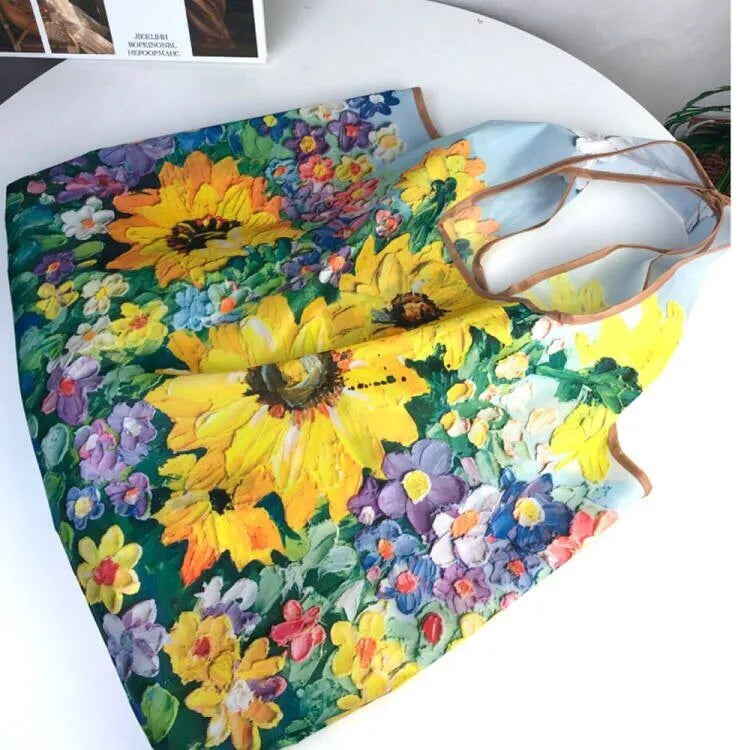 Large Reusable Grocery Shopping Bag Ladies Tote 50lb Fashion Pocket Shoulder Bag Foldable Eco Bag Washable