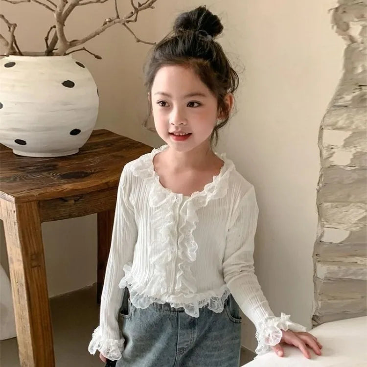 French Lace Tween Girl Clothes T Shirts for Girls 11 12 Years Elementary Student Children Top T-shirts 4 Clothing From 7 8 5 6 9