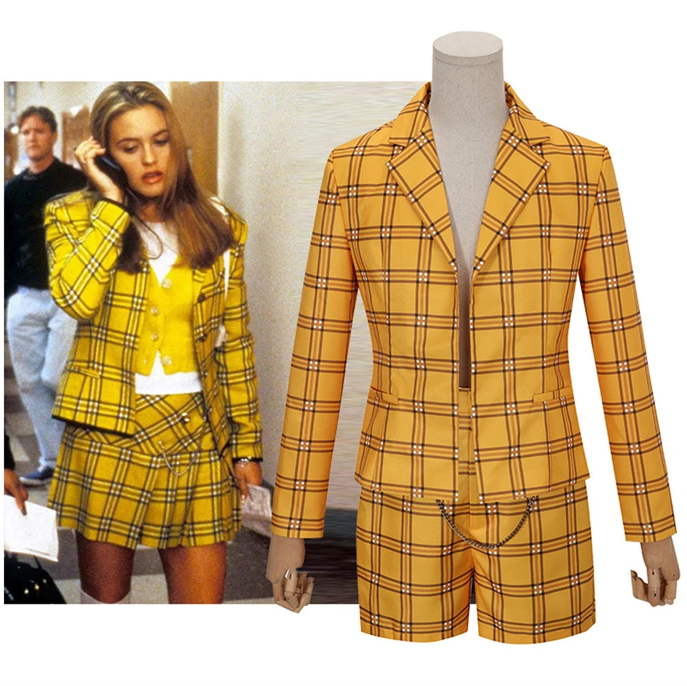 Movie Cher Horowitz Dion Dress Suit School Uniform College Jacket Skirt Woman Outfits Halloween Cosplay Costume