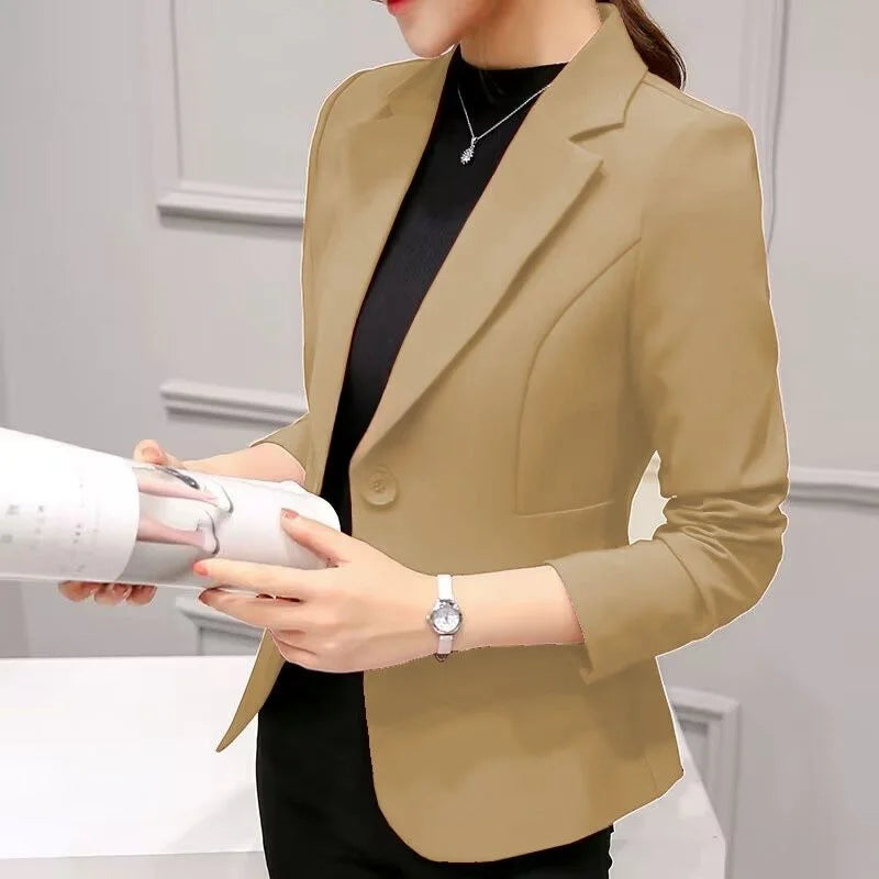 Women's Blazer 2025 Red Long Sleeve Blazers Pockets Jackets Coat Slim Office Lady Jacket Female Tops Suit Blazer Femme Jackets