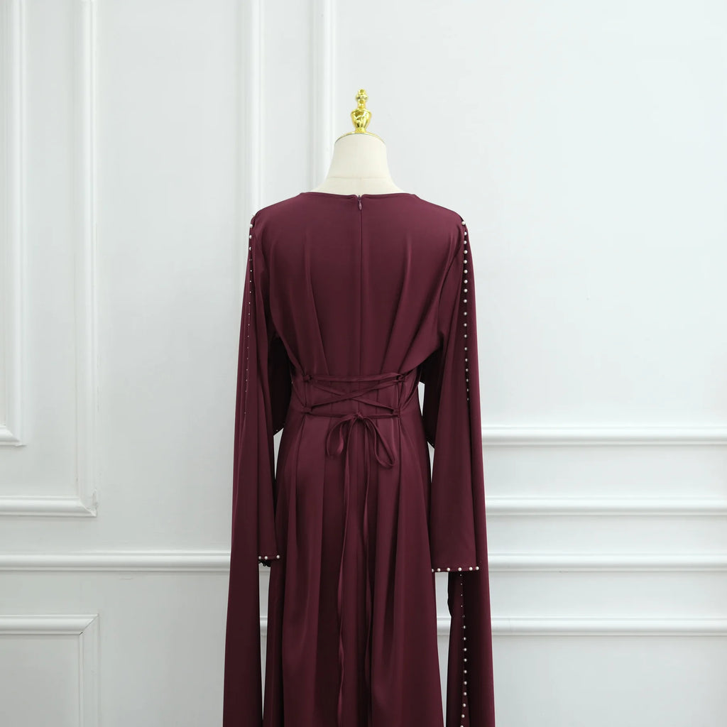 Muslim Dresses Women's Traditional Dresses And Abayas Eid Dubai Evening Dress Pearl Beaded Luxurious Robe Islamic Clothing