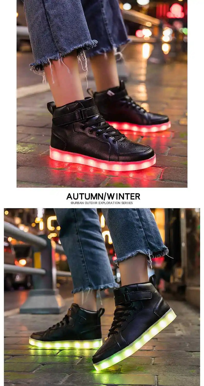 Kid Shoes Boy Girl Children Women Men Spring Summer Fashion Casual Sport Sneakers Led Light Up Dance Boots