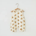 Summer Baby Girls Romper Cartoon Bear Newborn Jumpsuits Infant Sleeveless Muslin Clothing for Boys Printed Outfits