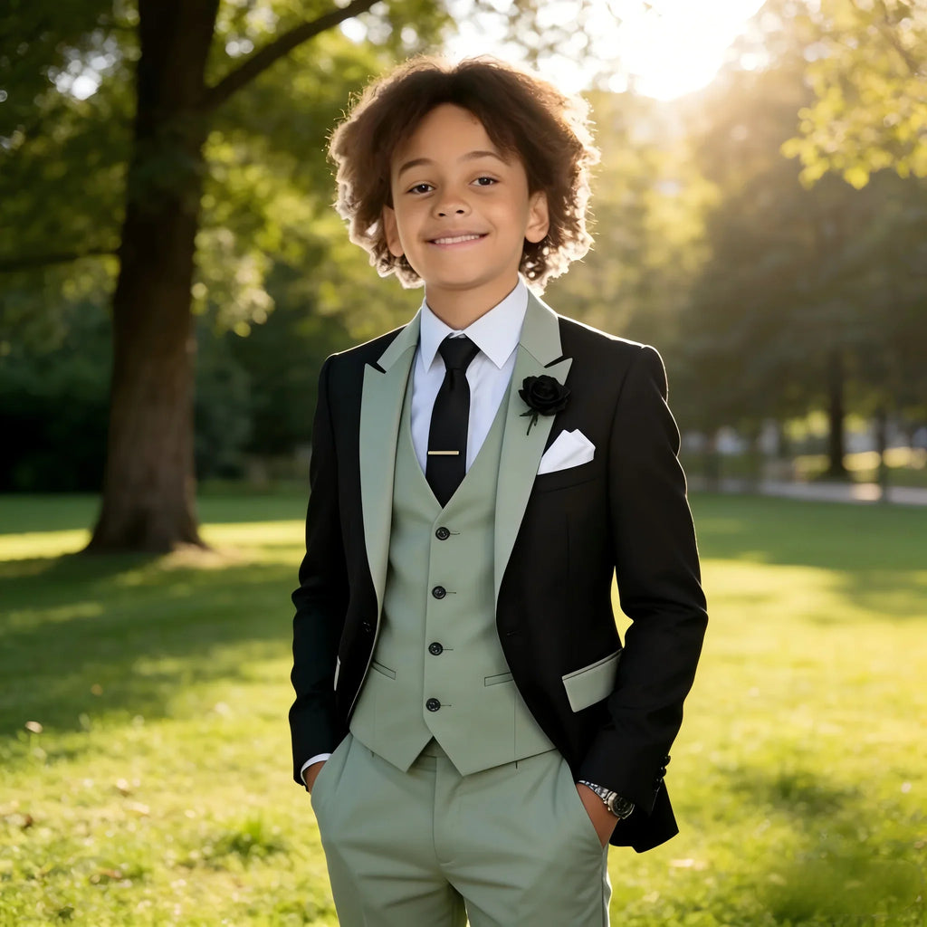 Fashionable Boys Suit Set Banquet Party Outfit 3 Pieces Jacket Vest Pants Kids Clothes 2-16T Elegant Children's Tuxedo Wedding
