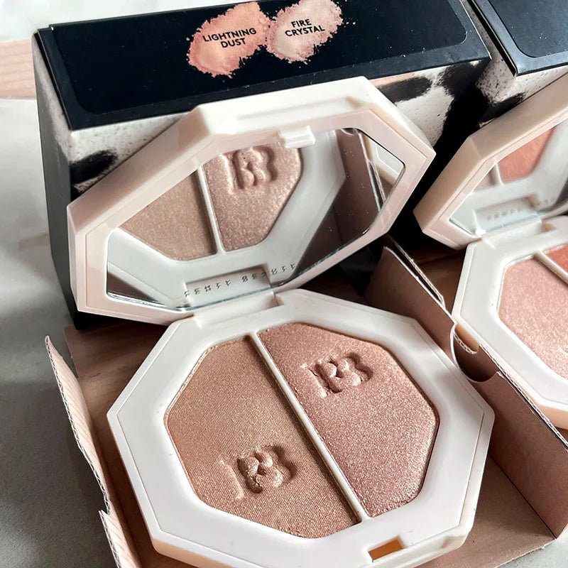Fenty Beauty Portable Matte Two Color Powder with Fluorescence Perfect Concealer Lasting Natural Makeup Highlight Powder Makeup