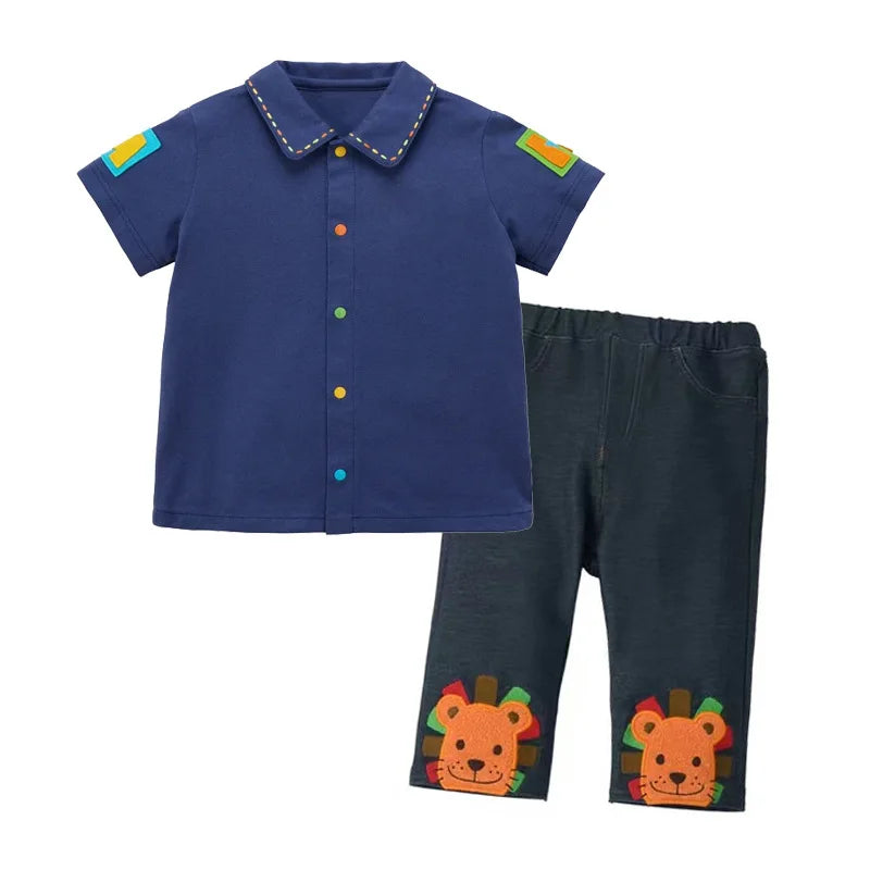 2026 Summer Kids Button Down Shirt Baby Boy Girl Casual Cotton Blouse Colorful Buttons Alphabet Embroidery Undershirt Tops