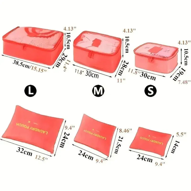 Travel 6-piece Storage Bag Set, Travel Luggage Sorting Bag, Clothing Packaging Bag, Breathable and Moisture-proof Storage Bag