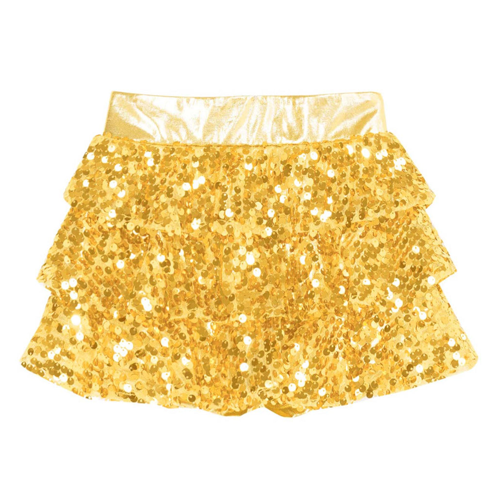 Kid Girls Hip Hop Dance Clothes Kids Jersey Sequin Tiered Skirt Long Tank Top Jazz Metallic Holographic Crop To Cheerleading Set