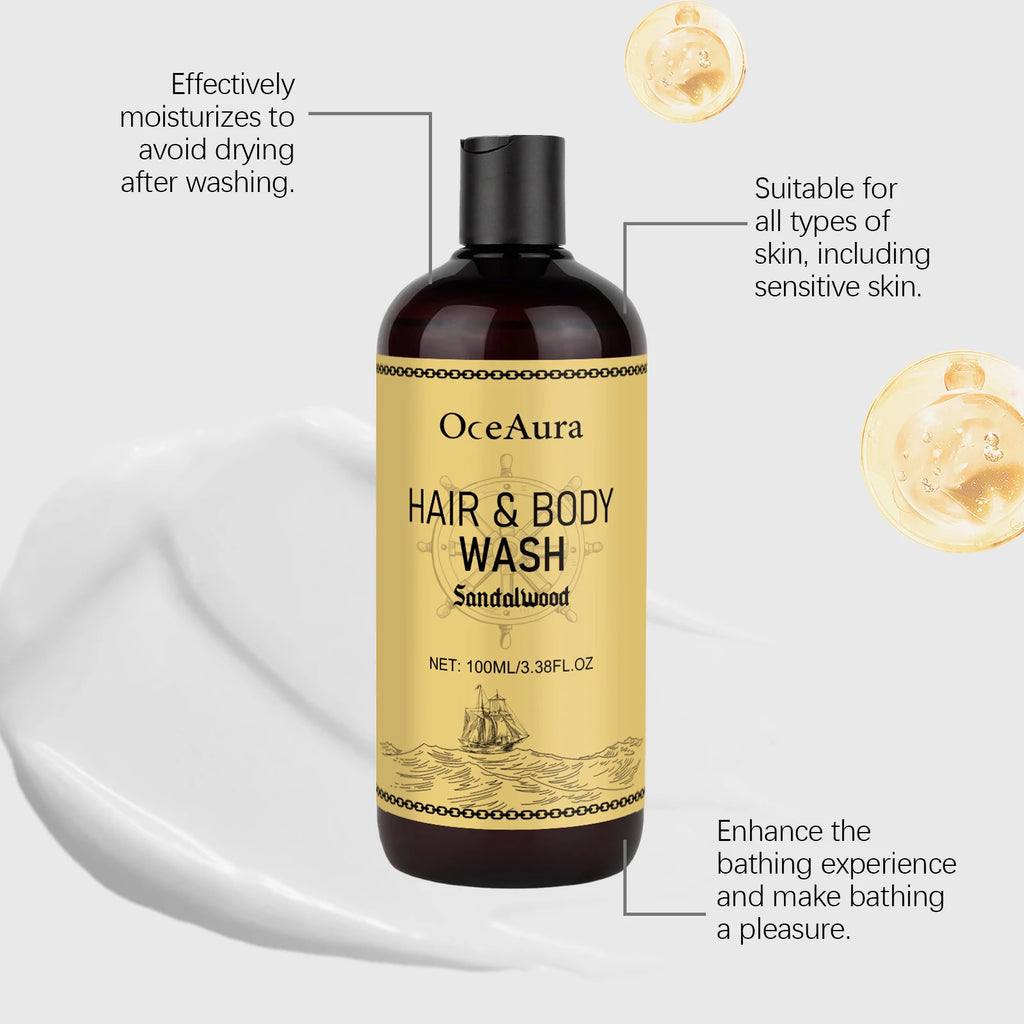 OceAura 2-in-1 Shampoo & Body Wash for Men - Moisturizing Body Wash, Skin & Scalp Cleanser, Hair Shampoo