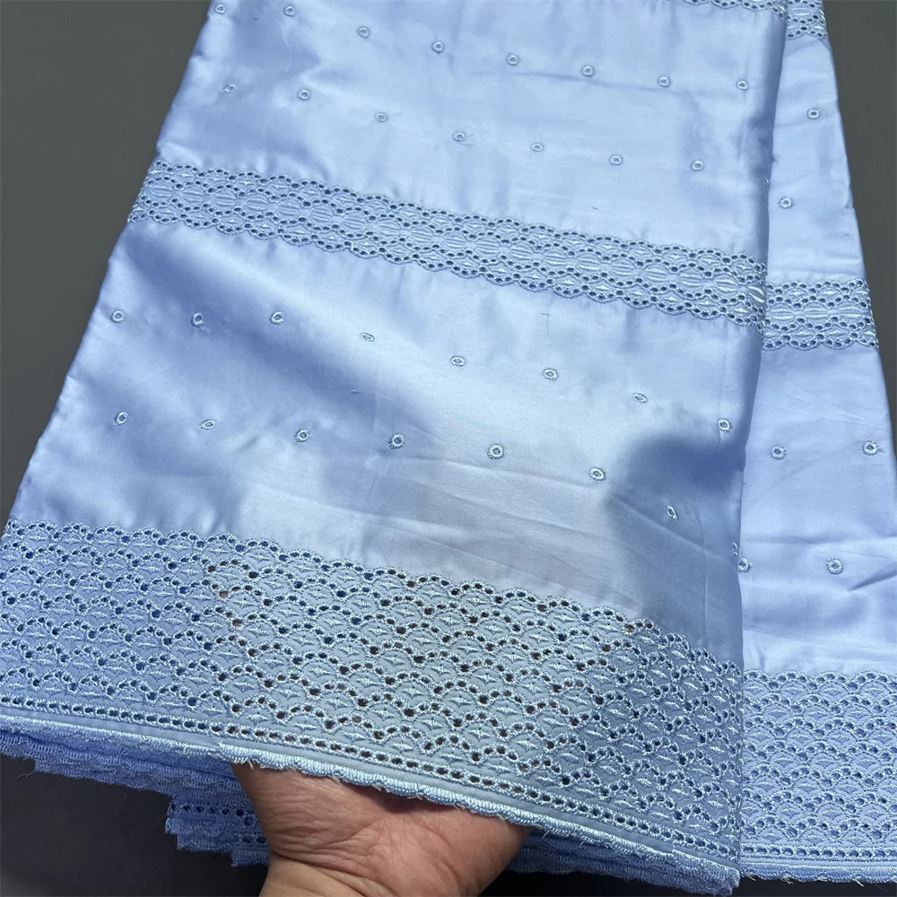 2026 High-Quality African Nigerian Tulle Lace Fabric for Dress Sewing Pure Embroidery Damask Cotton Wedding Party 5Yard hz1413