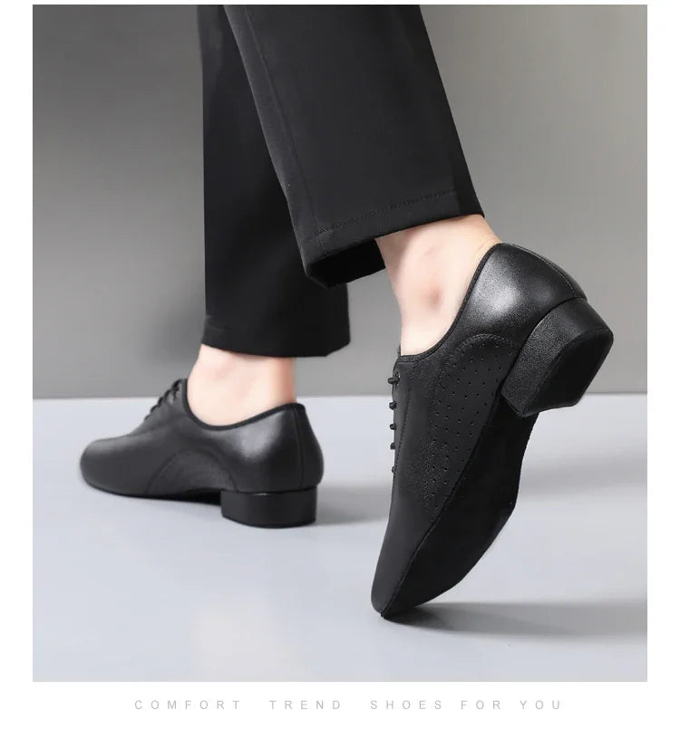 Men's white new leather Latin dance shoes Modern dance hall tango men's national standard dance shoes men's sports shoes