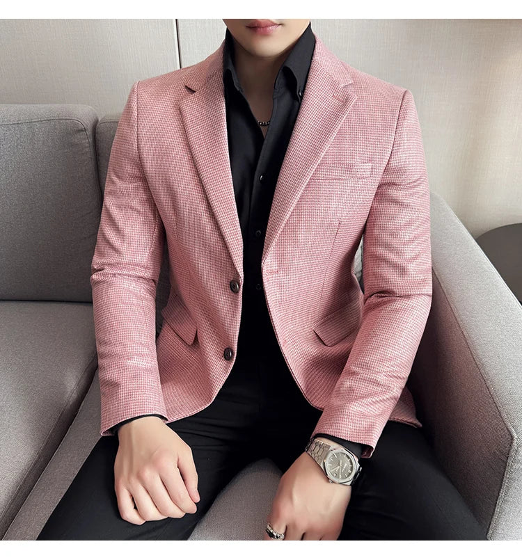 Men Suit Jacket Blazer Hombre High-quality Fashionable and Elegant Men Business Slim Fit Suit Jacket Social Party Formal Jacket