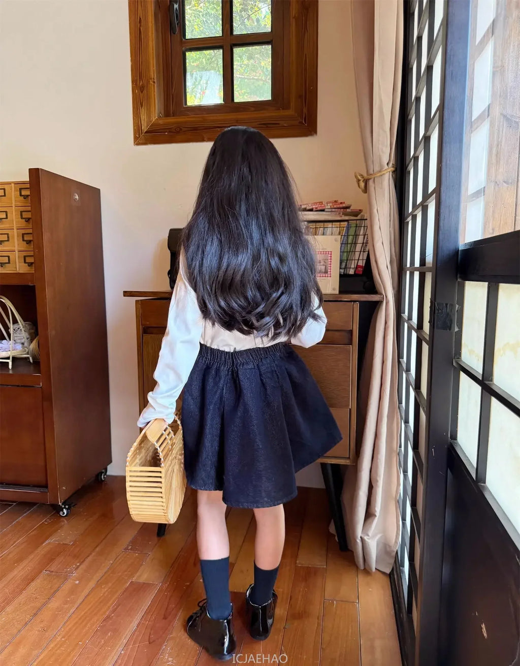 Teen Girl Clothes Waist Shell Button Denim Skirt and Top Kids Versatile Casual Outfits Children Costumes Vintage Girls Elastic