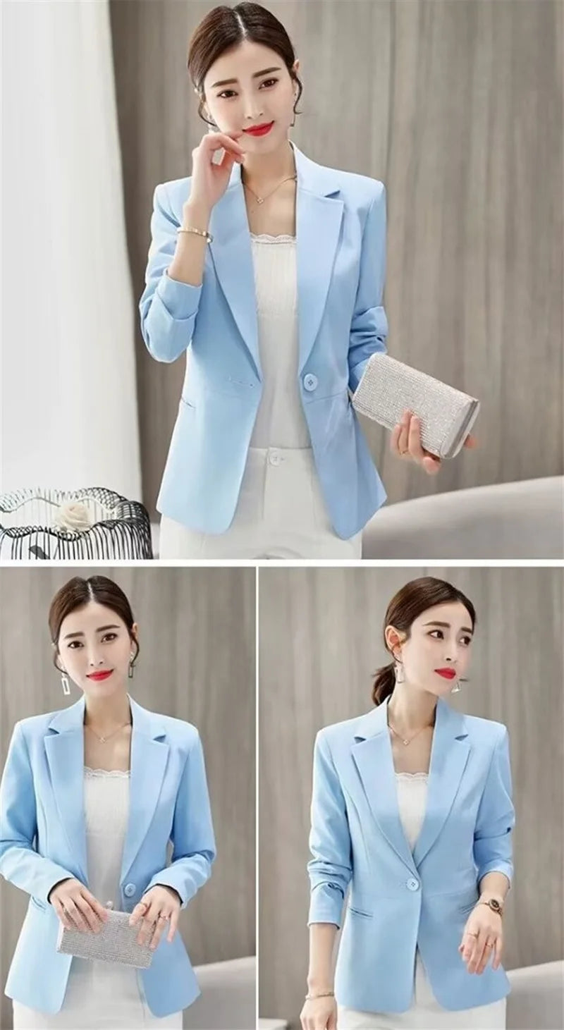 Women's Blazer 2025 Red Long Sleeve Blazers Pockets Jackets Coat Slim Office Lady Jacket Female Tops Suit Blazer Femme Jackets