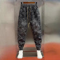 Men's Jeans Loose Jacquard Casual American Waist Drawstring Ties Versatile Trendy Spring and Autumn Harem Pants