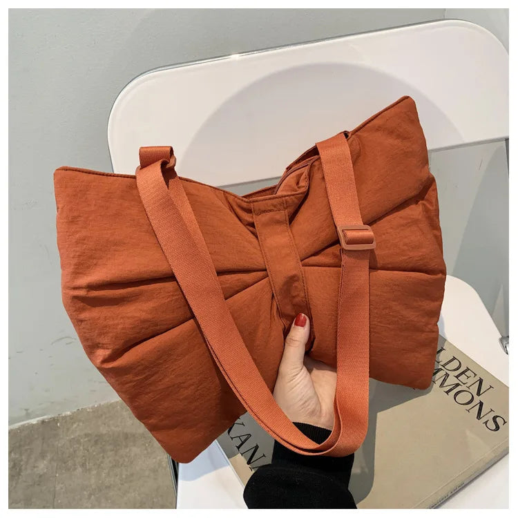 Soft Nylon Women's Portable Shoulder Bag Large Capacity Female Commute Crossbody Bags Simple Design Ladies Tote Purse Handbags