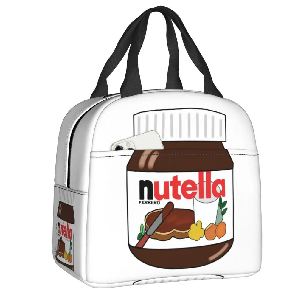 Custom Italy Nutellas Thermal Insulated Lunch Bag Women Portable Lunch Container for Outdoor Picnic Storage Food Box