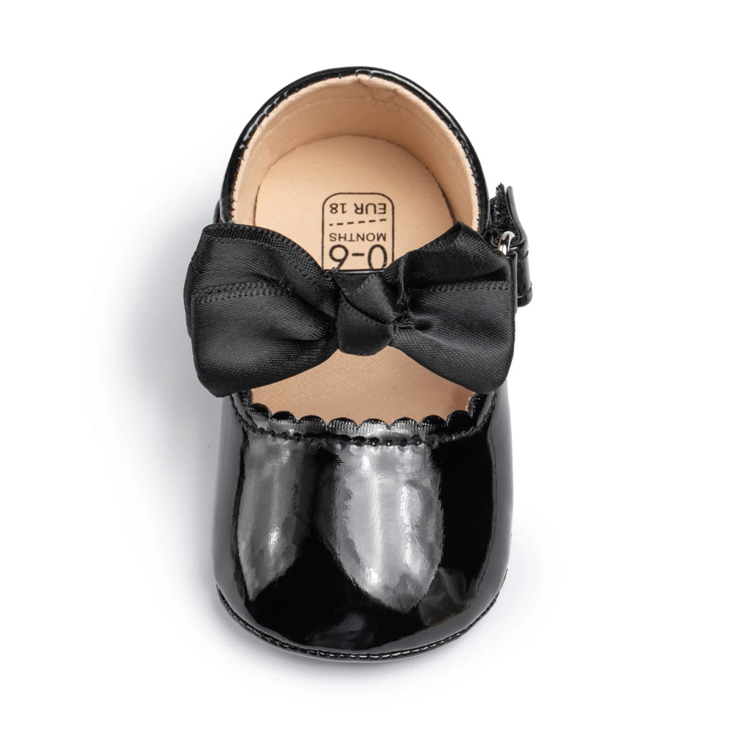 KIDSUN Newborn Baby Girl Shoes PU Leather Bowknot Dress Shoes Infants Rubber Non-Slip Toddler First Walker Baby Shoes Girls