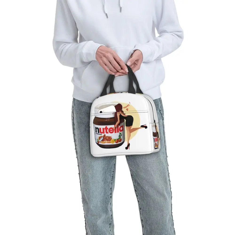 Custom Italy Nutellas Thermal Insulated Lunch Bag Women Portable Lunch Container for Outdoor Picnic Storage Food Box