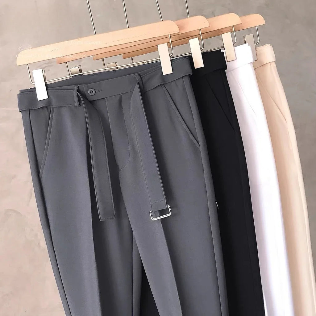 Draped Office Trousers For Men Fluid White Man Suits Pants Work Summer 2025 Chinese Homme Clothing Premium Stylish Formal