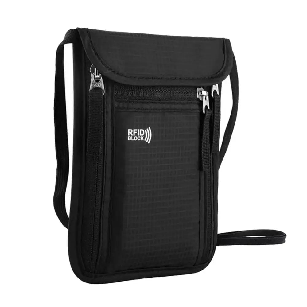 Unisex Nylon RFID Passport ID Bag Waterproof Multi-Functional Document Pouch Neck Wallet Women Men Shoulder Bag Storage Bag