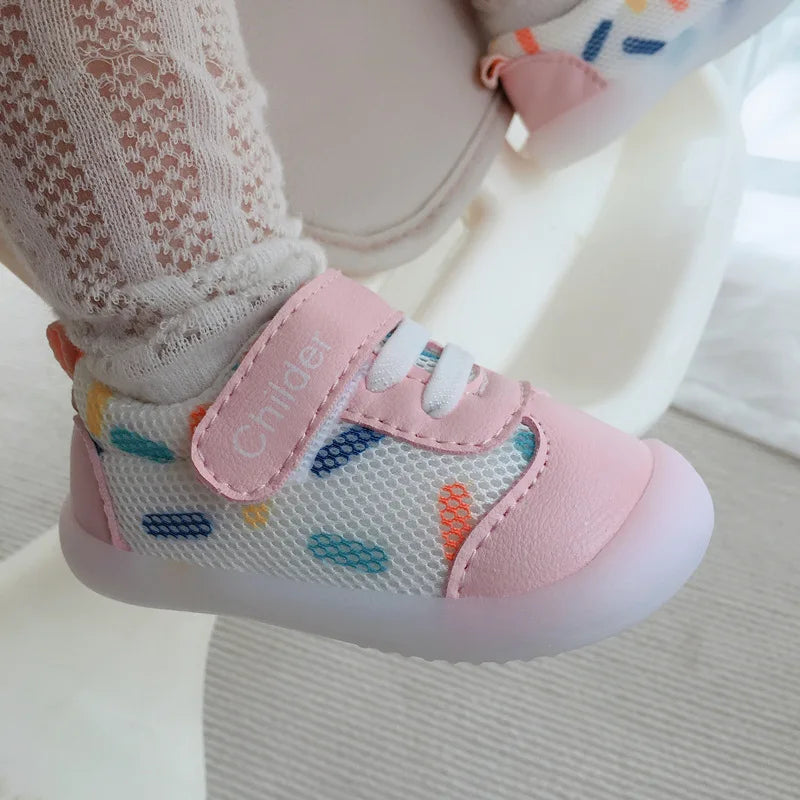 Kid Sneakers 2025 Spring New Mesh Baby Shoe Soft Sole Anti Slip Walking Shoe Light Girl Shoes Allmatch Boy Kid Shoes Кроссовки