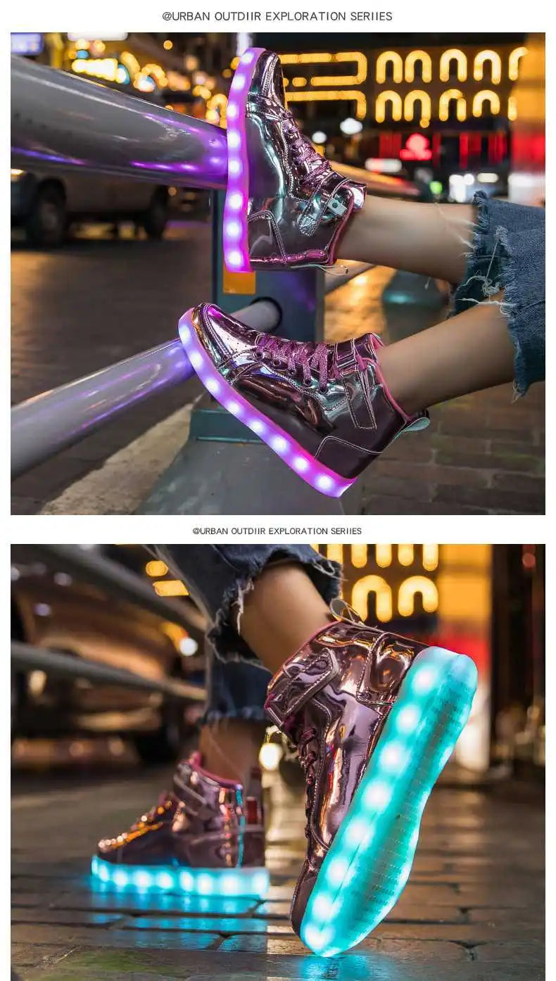 Kid Shoes Boy Girl Children Women Men Spring Summer Fashion Casual Sport Sneakers Led Light Up Dance Boots