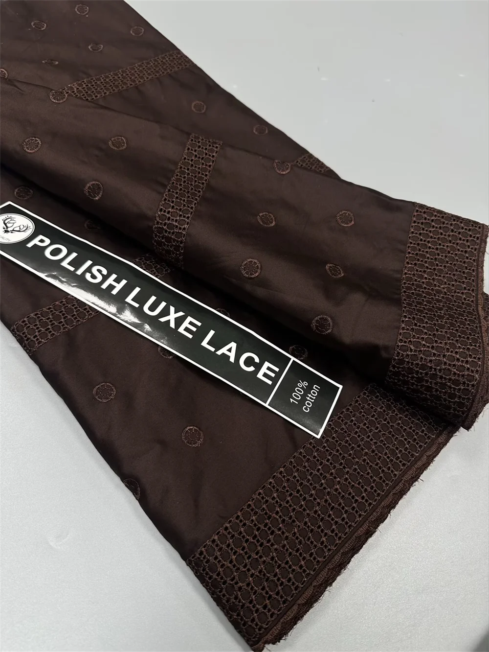Luxury 5 Yards Nigerian 100% Cotton Polish Satin Embroidery Fabric High Quality Swiss Voile Lace Material For Men Dubai Style FS