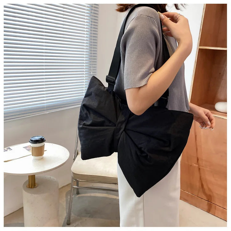 Soft Nylon Women's Portable Shoulder Bag Large Capacity Female Commute Crossbody Bags Simple Design Ladies Tote Purse Handbags