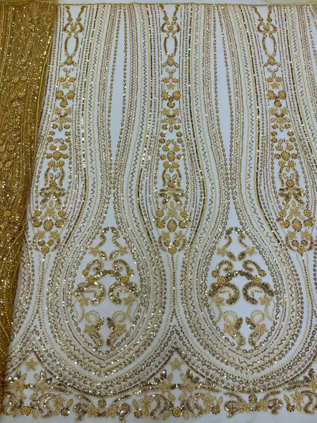 African Tulle Lace Fabric 2025 French Sequins Fabric Sewing Embroidery With Beaded Lace Tulle Mesh Nigeria Dress 5 Yards sewing