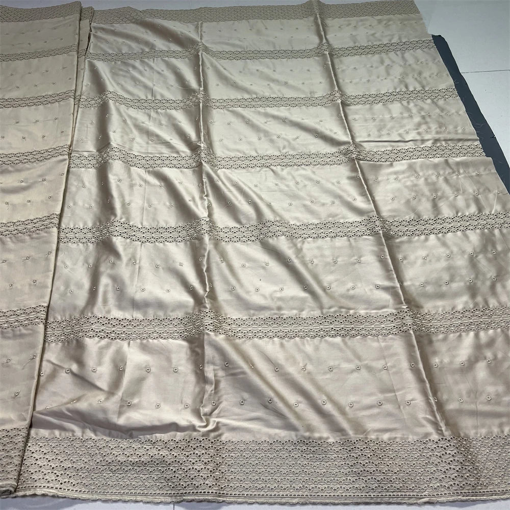 2026 High-Quality African Nigerian Tulle Lace Fabric for Dress Sewing Pure Embroidery Damask Cotton Wedding Party 5Yard hz1413