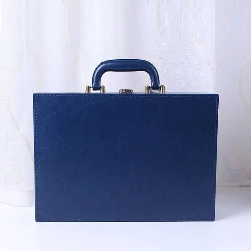 2025 New Cover Style Briefcase Men's Handheld Shoulder Business Leisure Insurance Contract Document Storage Box 34X24X8.5CM