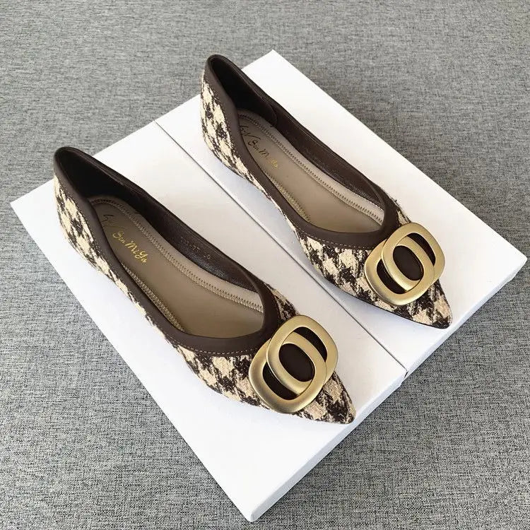 Office Shoes For Women 2025 Ladies Summer Footwear Luxury Leather Casual Formal Pointed Toe Low Heel Elegant Popular Wholesale H