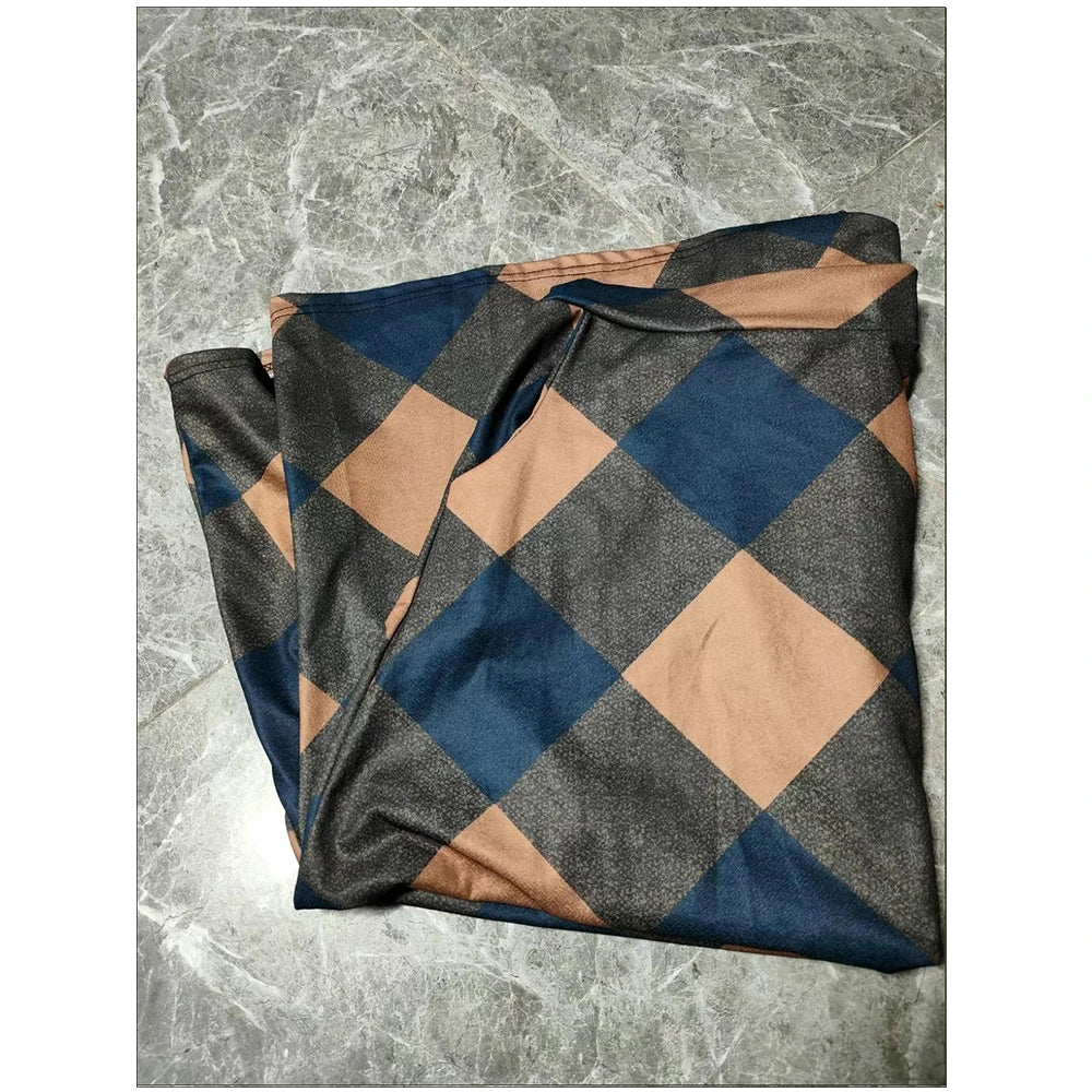 Fashion Office Skirt Temperament Skin-touching Women Square Plaid Print A-Line Office Skirt  Long Skirt    Retro Skirt