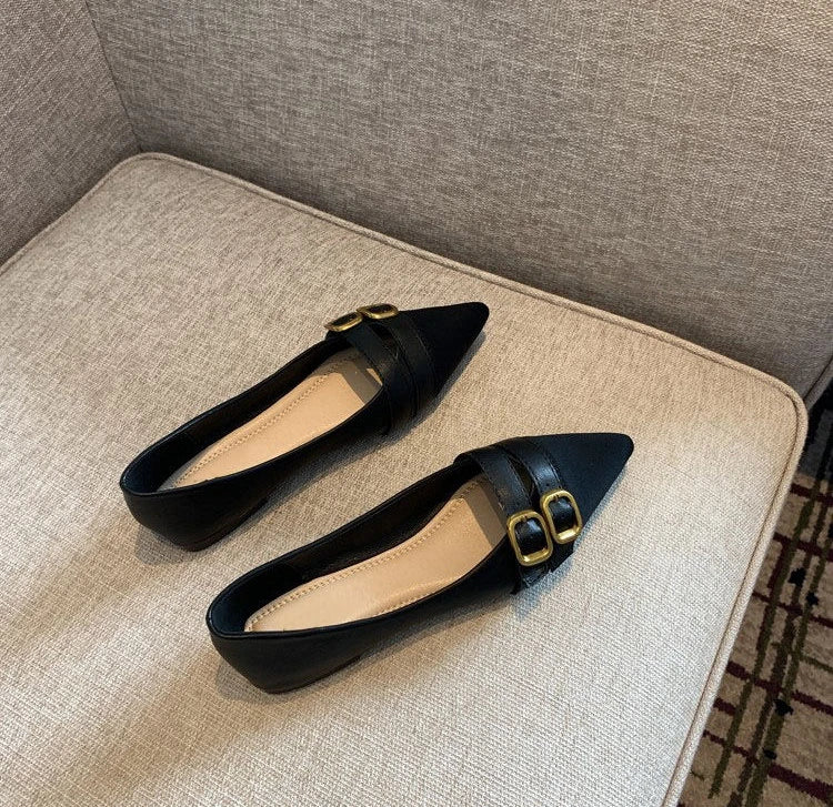 Ladies Summer Footwear Flat Office Black Shoes for Women 2025 Low Heel Elegant Pointed Toe Flats Beau Today High Quality 39 Shoe