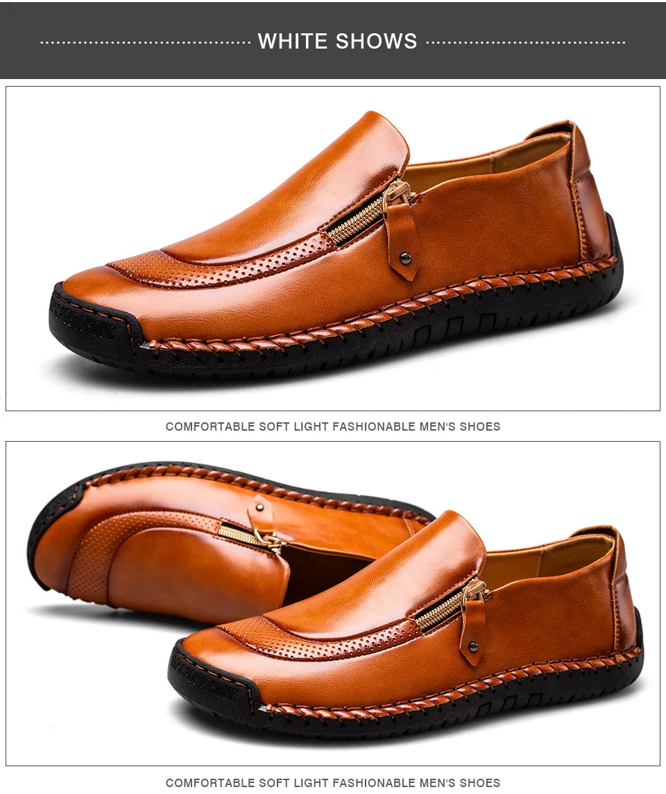 Handmade Leather Men Shoes High Quality Men Loafers Comfortable Soft Sole Walking Shoes Hot Sale Moccasins Men Driving Shoes New