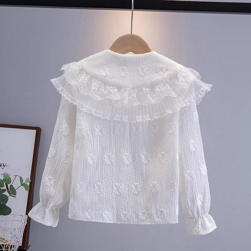Girls' Shirt 2025 New Children's Western Style Top Little Girl's Style Long Sleeve Korean Shirt