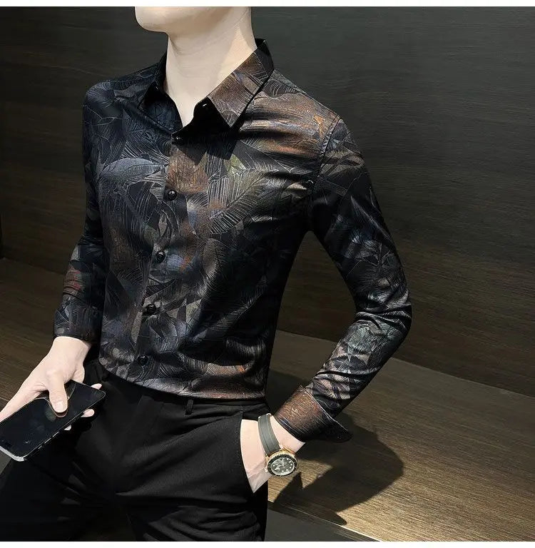 Floral Shirt Man Long-sleeved Spring and Autumn Summer Thin Fashion Floral Men Casual Cardigan