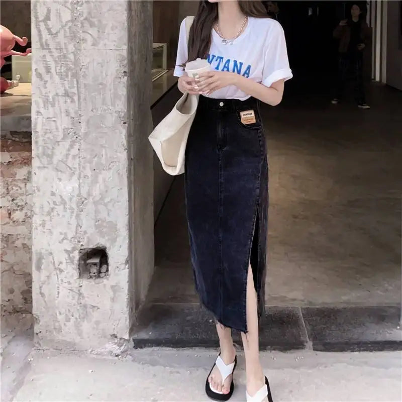 Womens Skirt Formal Clothing Maxi Skirts for Woman Jeans Denim Long Pencil Office Zipper Cheap Y2k Trend Harajuku A Line Stylish