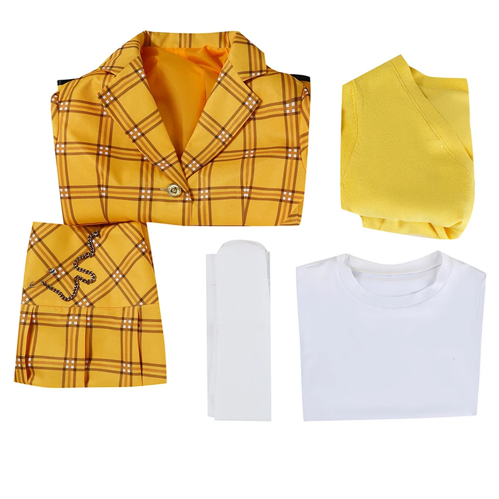 Movie Cher Horowitz Dion Dress Suit School Uniform College Jacket Skirt Woman Outfits Halloween Cosplay Costume