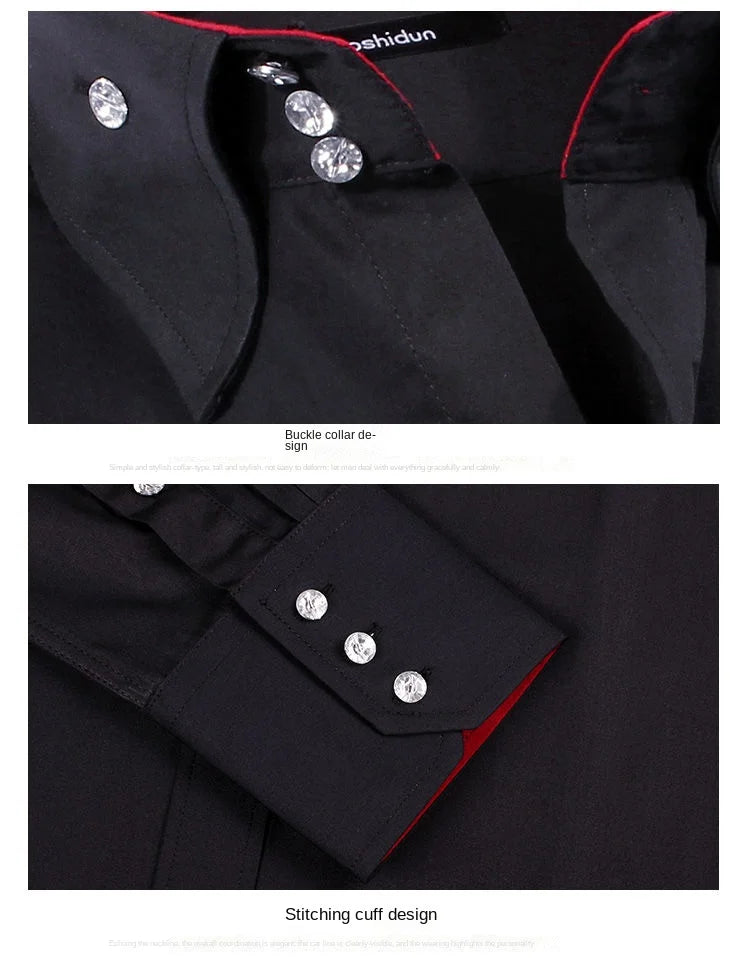 Men's Collared Shirt Long Sleeve Fashion Korean Button-down Casual Shirts Formal Business Dress Shirts Slim Fit Designer Shirts