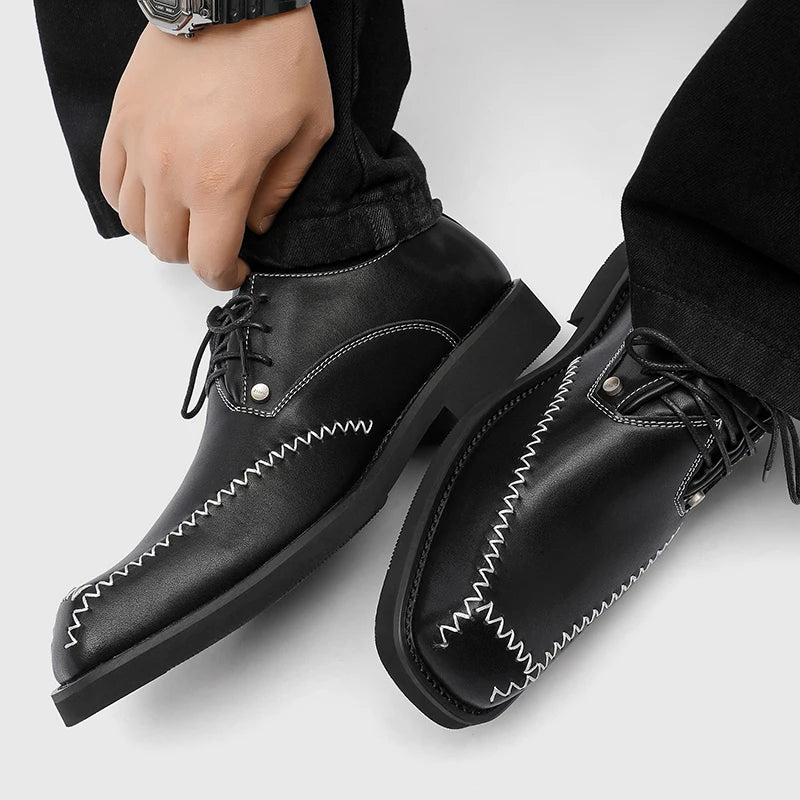 Hot Selling Men's Genuine Leather Shoes Europe America Thick Soled Wedding Shoes for Groom Fashionable Men's Business Shoes