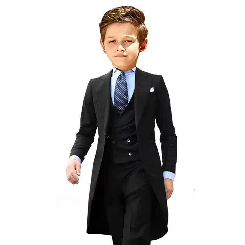 3 Pieces Tailcoat Boy Suits Costume Child Royal Blue Jacket Vest Pants Flower Boys Formal Party Suit Kids Wedding Suit Tuxedos