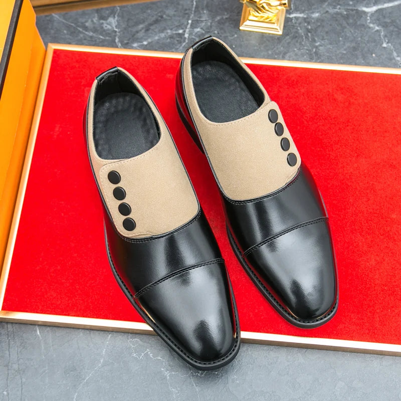 High End Brand Men's Leather Casual Shoes Office Men's Business Shoes Luxurious Banquet Pointed Toe Shoes for Wedding Brown