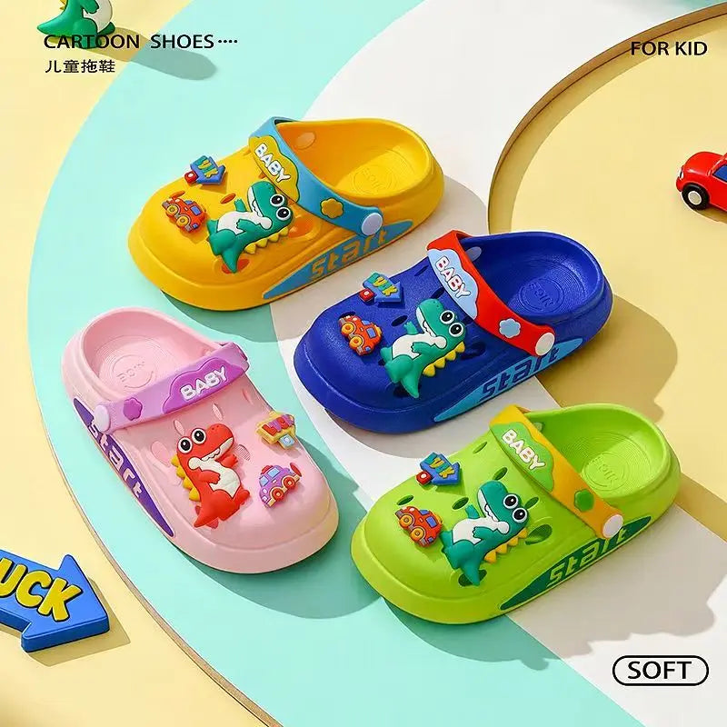 New summer children's sandals for boys and girls aged 3 to 12, cute bear, anti-slip, headband, double-wear children's slippers
