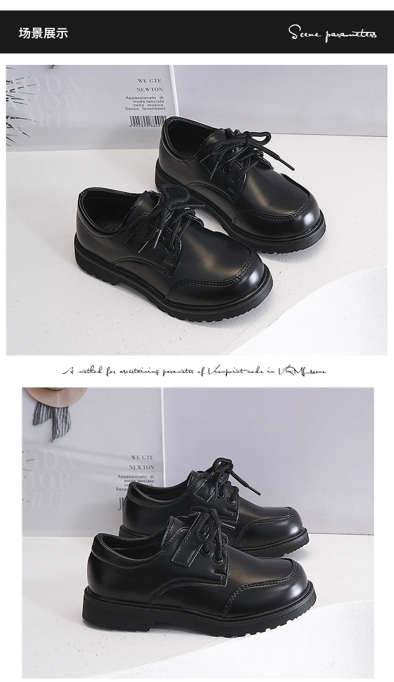 Boys Shoes Spring & Autumn New Black Glossy Classic Kids Loafer for Girl 2024 New Versatile Round-toe Britain Child School Shoes